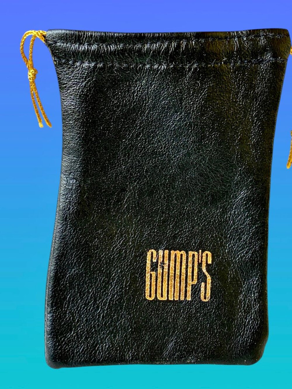 Gump's of San Francisco GUMPS Black Leather Pouch Bag Tiny Jewelry Trinket New